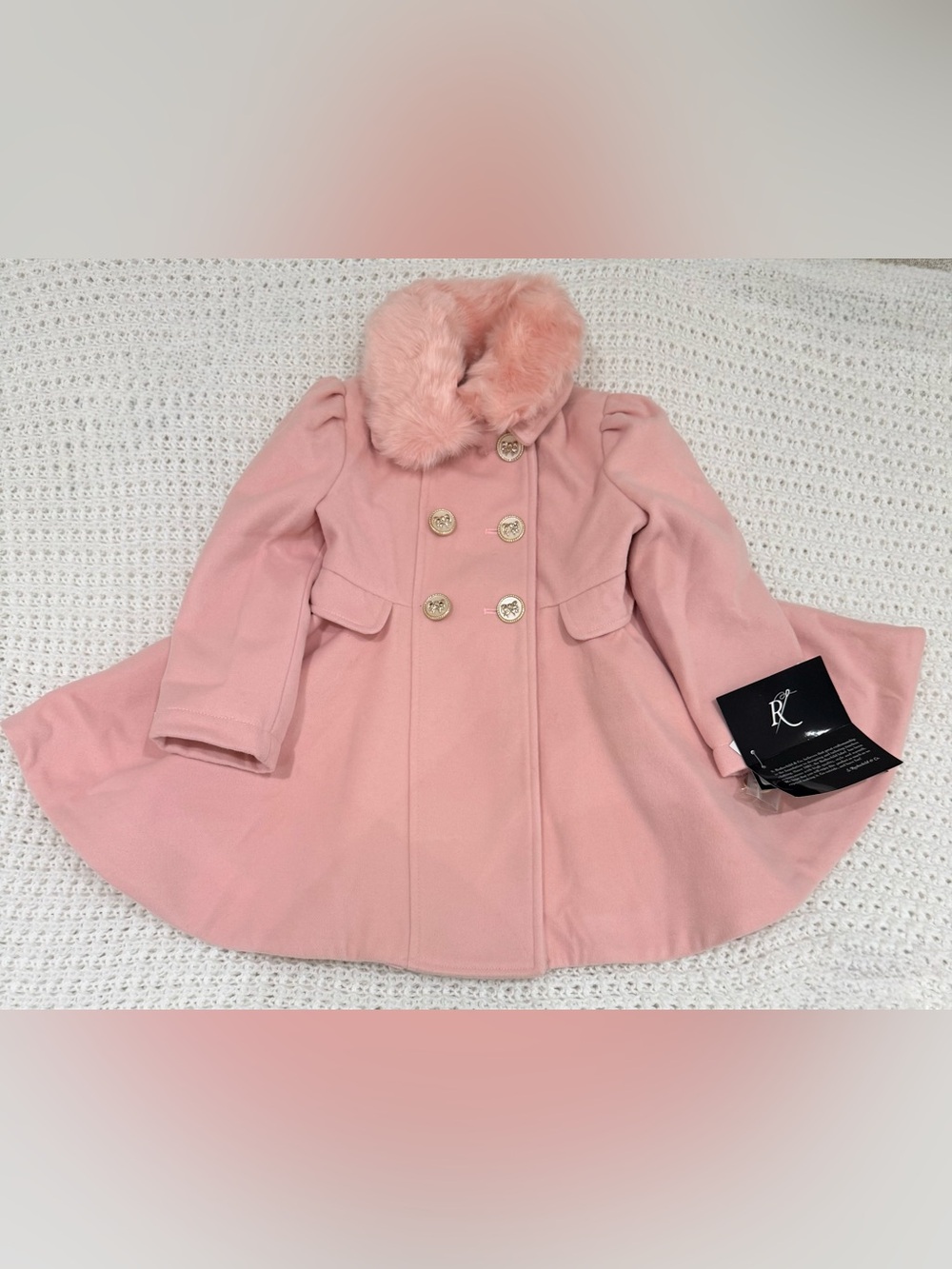 Rothschild princess coat with faux fur collar in pink size 4T